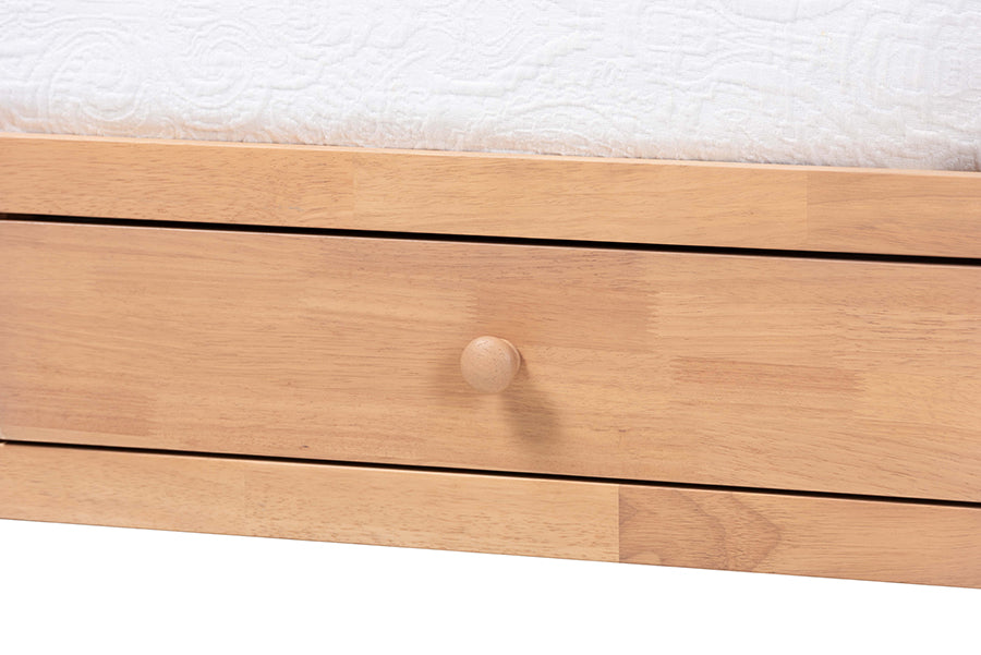 Baxton Studio Lucera 3-Drawer Daybed with Bobbin Frame, Twin, Beech Brown