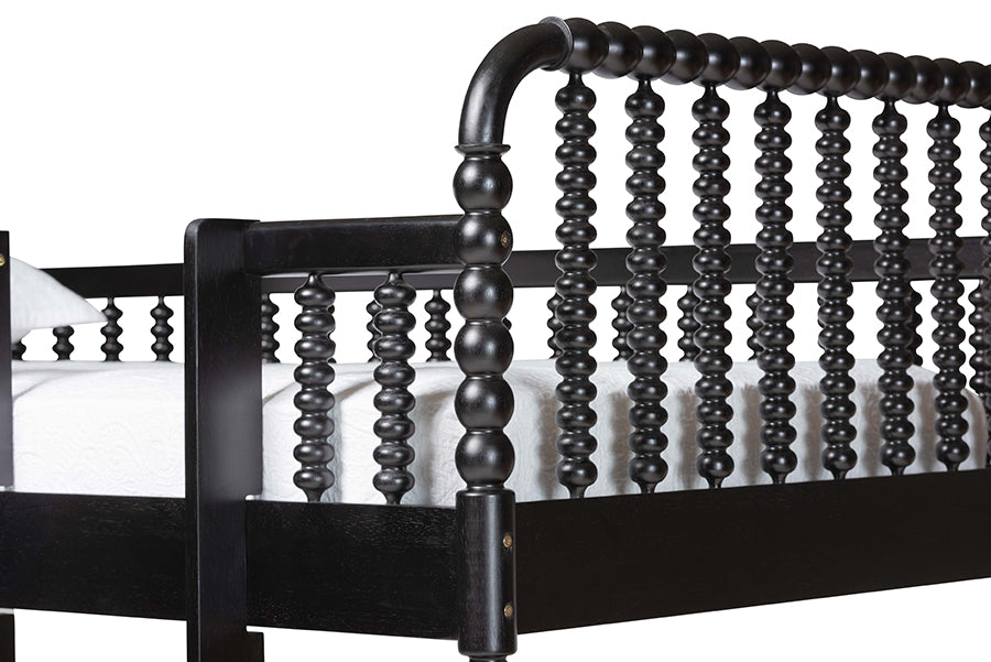 Baxton Studio Lucera Bobbin Bunk Bed with Ladder, Black
