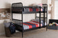 Baxton Studio Lucera Bobbin Bunk Bed with Ladder, Black