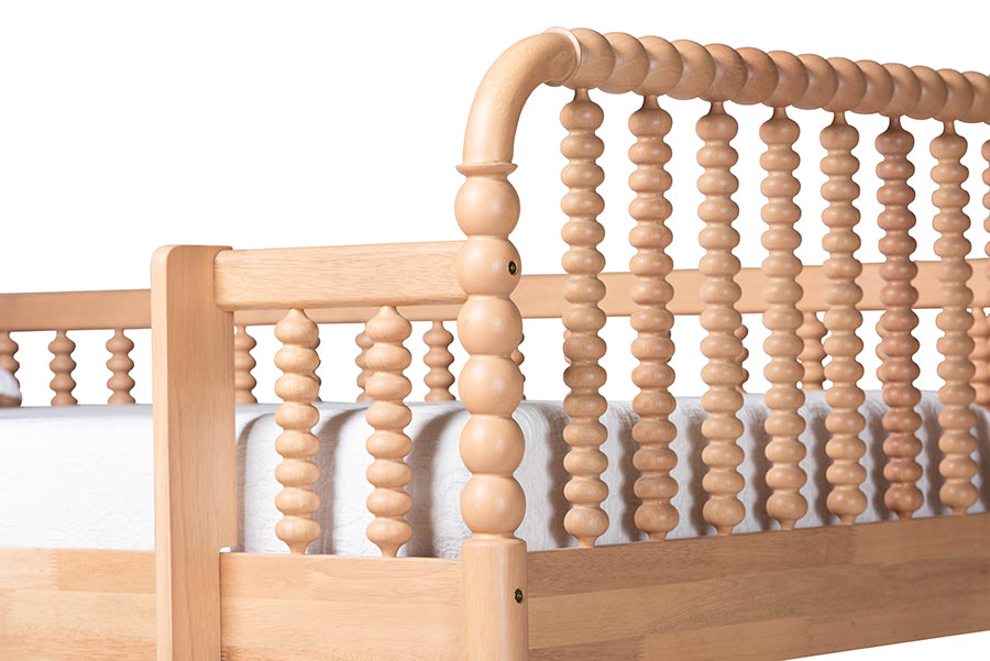 Baxton Studio Lucera Bobbin Bunk Bed with Ladder, Beech Brown
