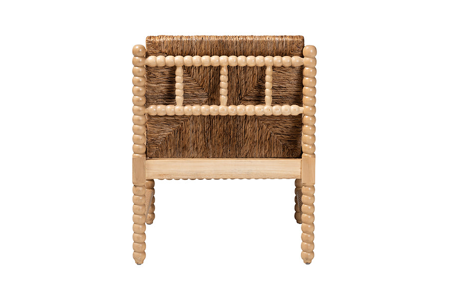 bali & pari Dolores Woven Seagrass Armchair with Bobbin Frame
