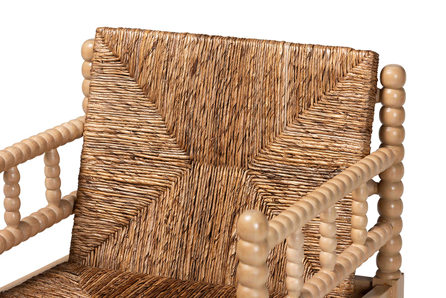 bali & pari Dolores Woven Seagrass Armchair with Bobbin Frame