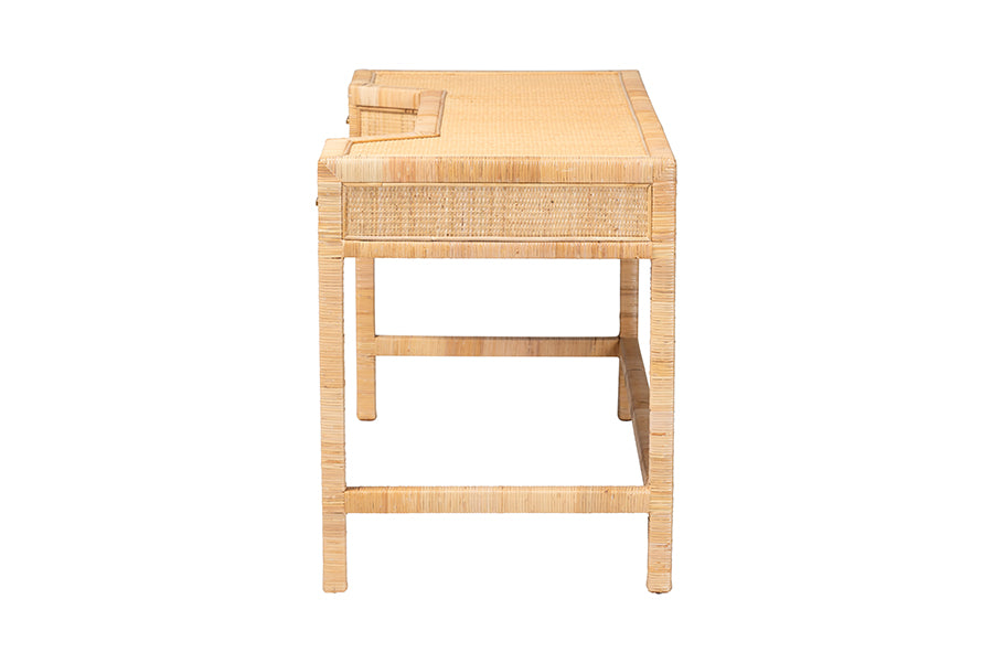bali & pari Kalimantan Natural Rattan Desk with Three Drawers