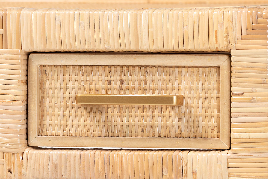 bali & pari Kalimantan Natural Rattan Desk with Three Drawers