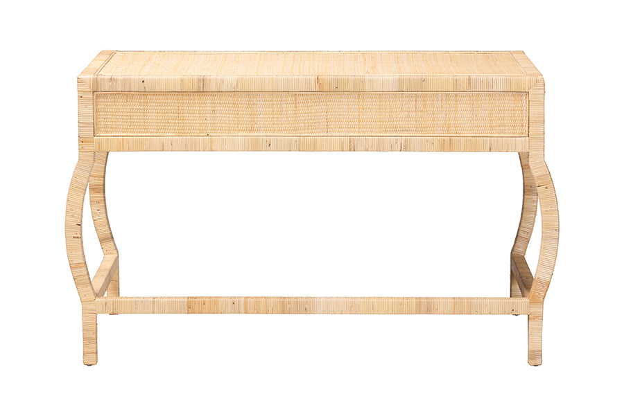 bali & pari Dalida Natural Rattan Writing Desk with Two Drawers