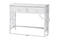 bali & pari Lindie Natural Rattan Writing Desk with Two Drawers, White
