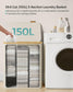 150L 3-Section Large Laundry Hamper with Lid Cream White FredCo