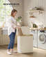 150L 3-Section Large Laundry Hamper with Lid Cream White FredCo