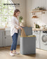 150L 3-Section Large Laundry Hamper with Lid Dove Gray FredCo
