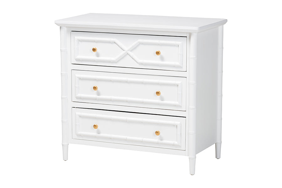 bali & pari Lucia Mahogany Wood 3-Drawer Chest with Bamboo Motif