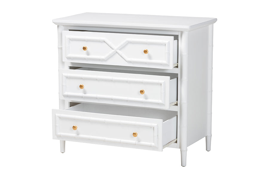 bali & pari Lucia Mahogany Wood 3-Drawer Chest with Bamboo Motif