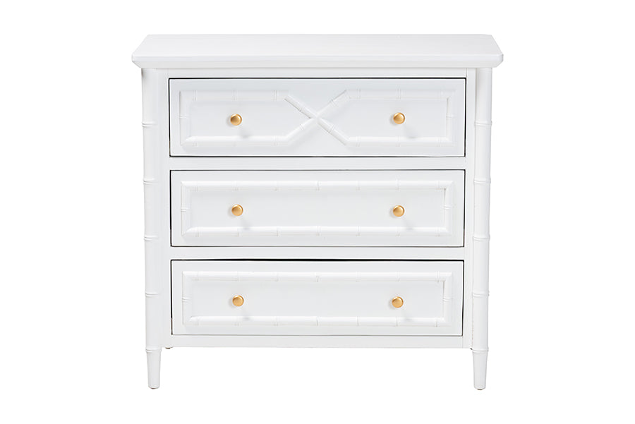 bali & pari Lucia Mahogany Wood 3-Drawer Chest with Bamboo Motif