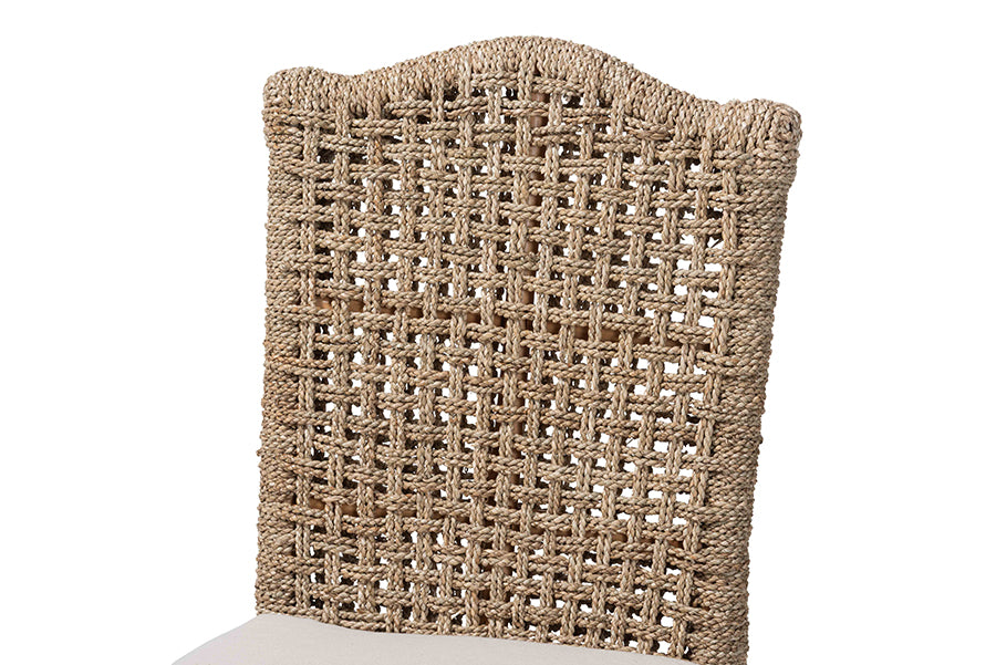 bali & pari Nitya Natural Rattan and Seagrass Camelback 2-Piece Dining Chair Set