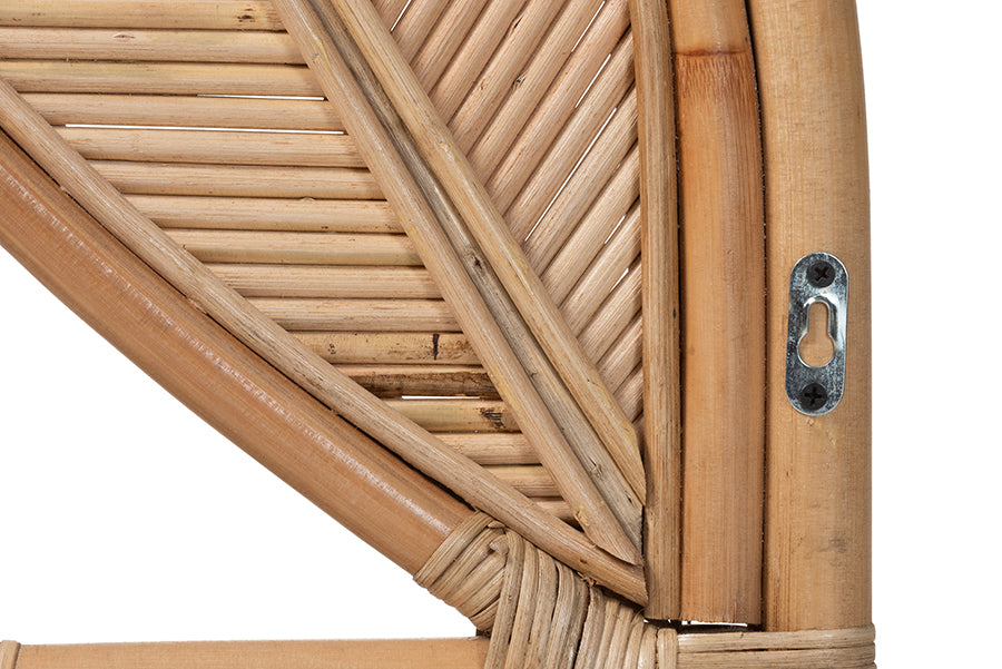 bali & pari Lifen Natural Rattan Standalone Headboard - Handcrafted Panel Headboard with Leaf Motif, King