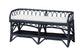 bali & pari Leryn Natural Rattan Bench with Shelf, Navy Blue