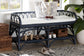 bali & pari Leryn Natural Rattan Bench with Shelf, Navy Blue