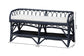 bali & pari Leryn Natural Rattan Bench with Shelf, Navy Blue