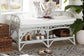 bali & pari Leryn Natural Rattan Bench with Shelf, White
