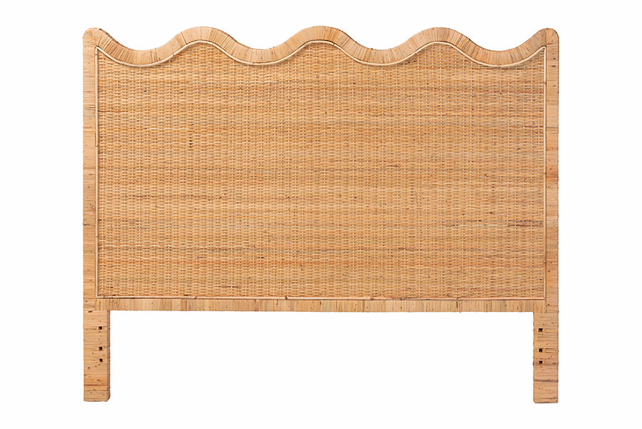 bali & pari Cassio Scalloped Natural Rattan Headboard, Queen