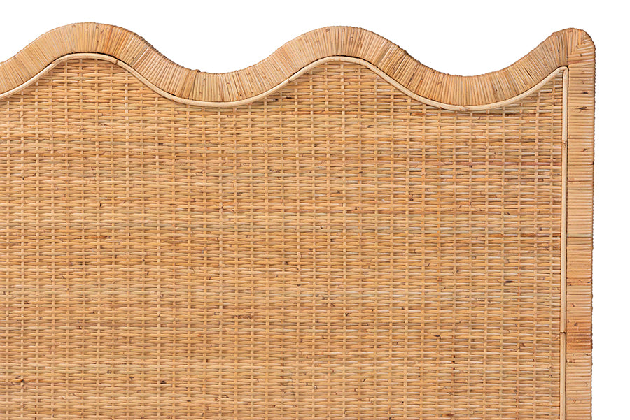 bali & pari Cassio Scalloped Natural Rattan Headboard, Queen