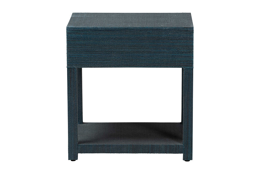 bali & pari Nata Grasscloth Nightstand with Drawer and Open Shelf, Indigo