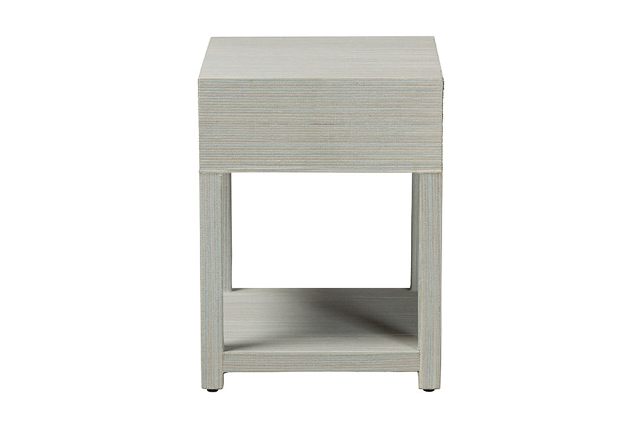 bali & pari Nata Grasscloth Nightstand with Drawer and Open Shelf, Coastal Blue