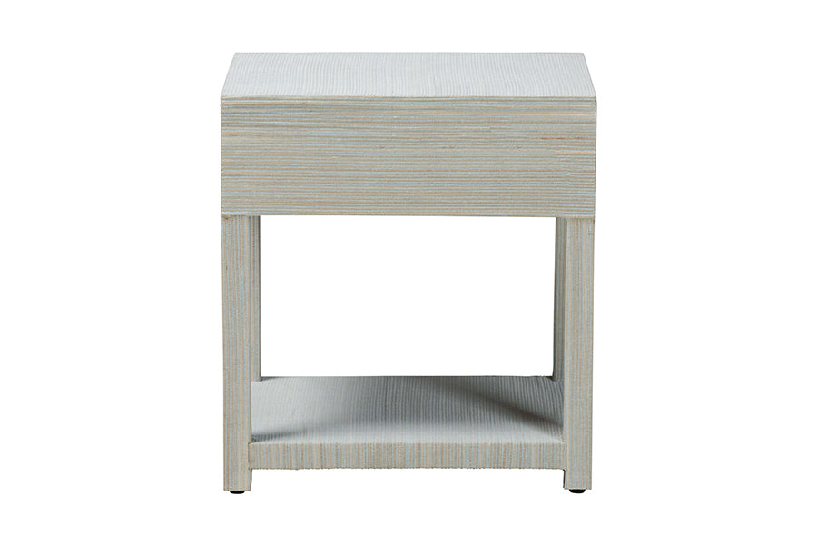 bali & pari Nata Grasscloth Nightstand with Drawer and Open Shelf, Coastal Blue