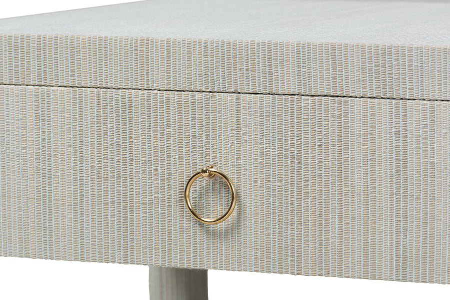 bali & pari Nata Grasscloth Nightstand with Drawer and Open Shelf, Coastal Blue