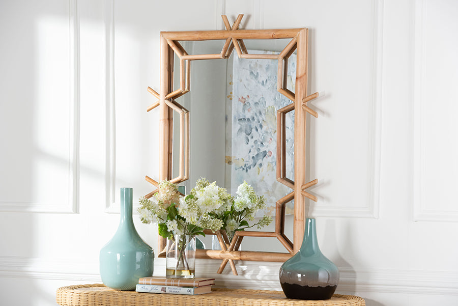 bali & pari Jasani Geometric Natural Rattan Frame Wall Mirror