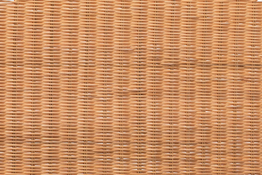 bali & pari Felician Natural Rattan Standalone Headboard - Handwoven Wicker Panel Headboard with Scalloped Fan Motif, King