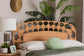 bali & pari Felician Natural Rattan Standalone Headboard - Handwoven Wicker Panel Headboard with Scalloped Fan Motif, Queen