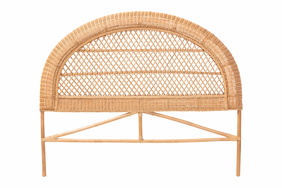bali & pari Harini Natural Rattan Standalone Headboard - Handwoven Wicker Panel Headboard with Lattice Panel, King