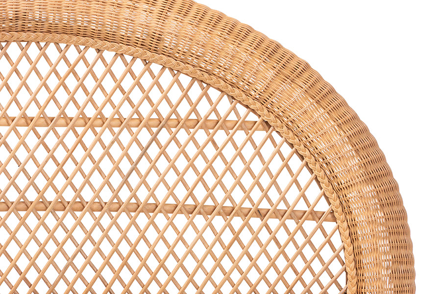 bali & pari Harini Natural Rattan Standalone Headboard - Handwoven Wicker Panel Headboard with Lattice Panel, Queen