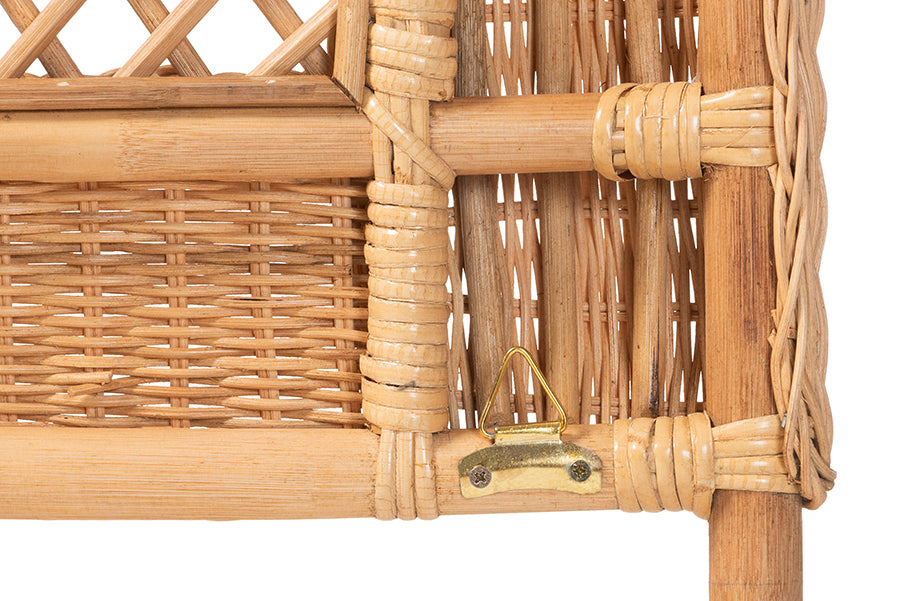 bali & pari Harini Natural Rattan Standalone Headboard - Handwoven Wicker Panel Headboard with Lattice Panel, King