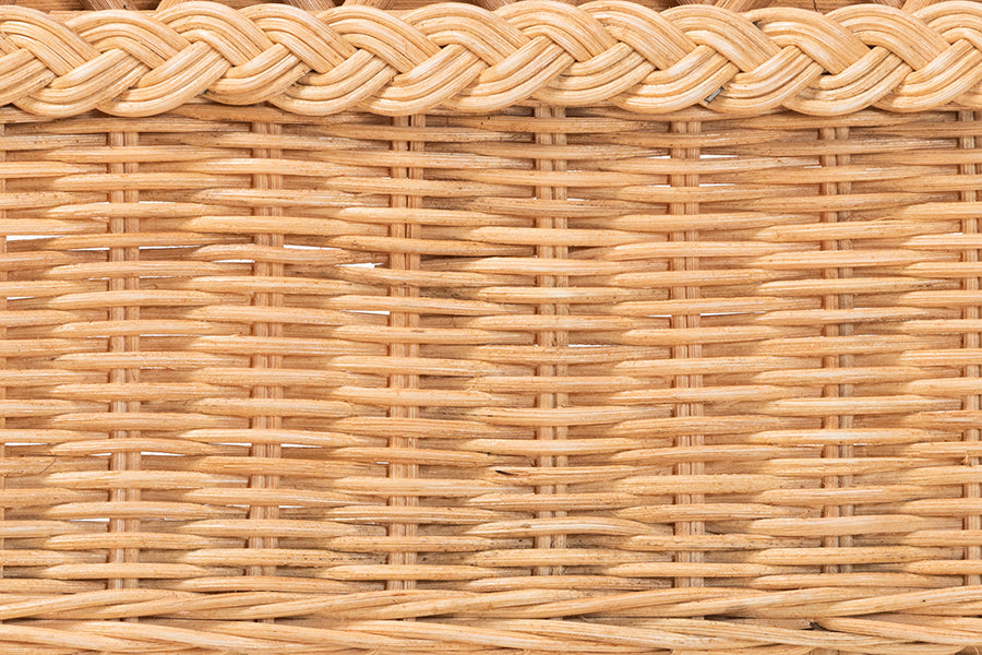 bali & pari Harini Natural Rattan Standalone Headboard - Handwoven Wicker Panel Headboard with Lattice Panel, Queen