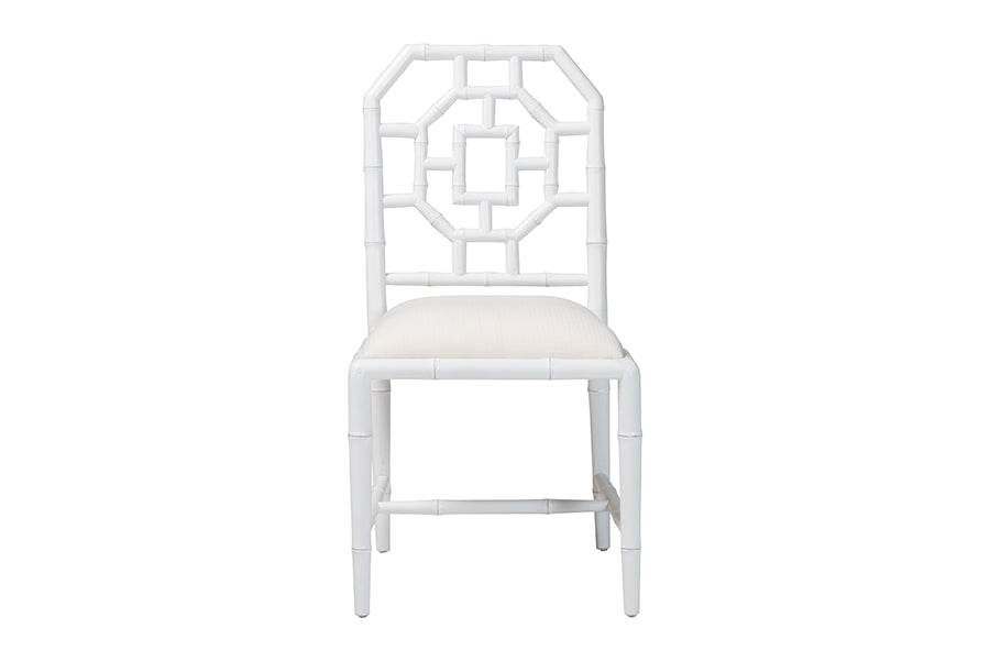 bali & pari Boone Dining Chair with Chinoiserie Design, White