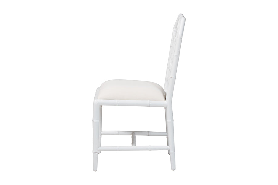 bali & pari Boone Dining Chair with Chinoiserie Design, White