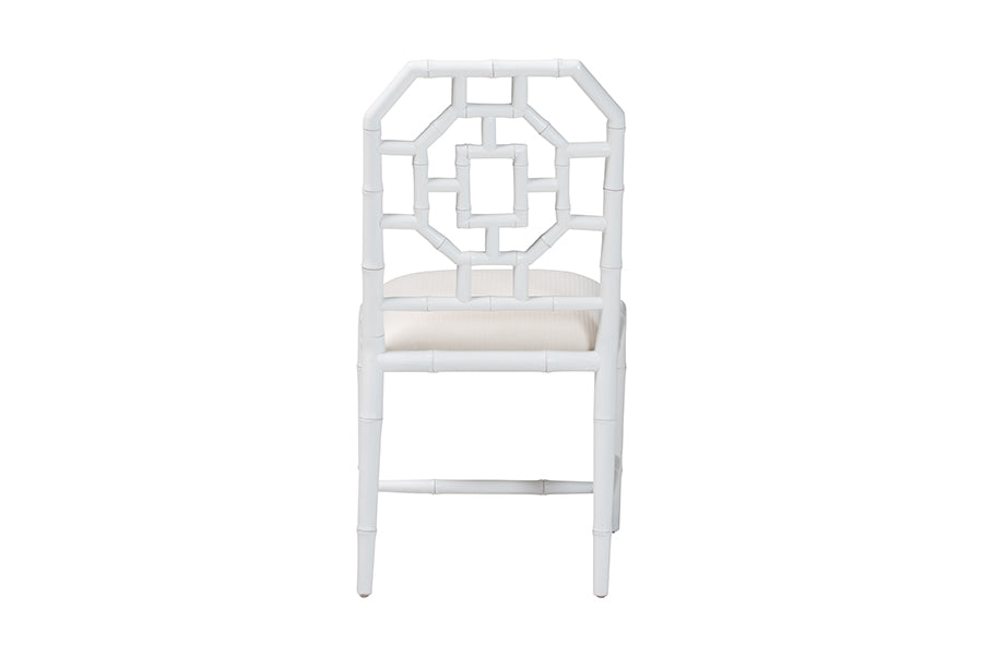 bali & pari Boone Dining Chair with Chinoiserie Design, White