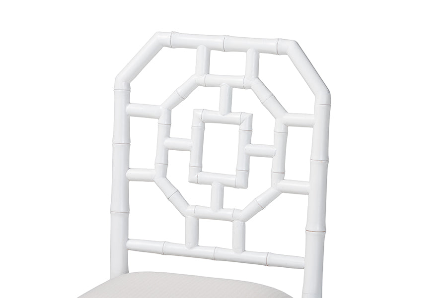 bali & pari Boone Dining Chair with Chinoiserie Design, White
