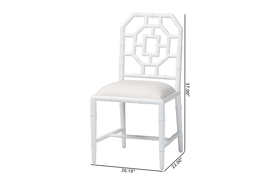 bali & pari Boone Dining Chair with Chinoiserie Design, White