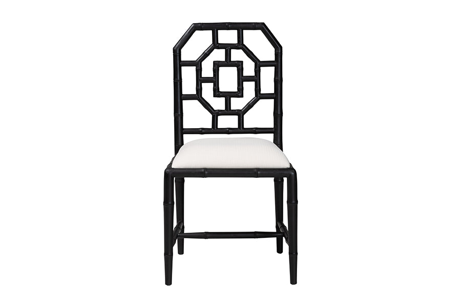 bali & pari Boone Dining Chair with Chinoiserie Design, Black