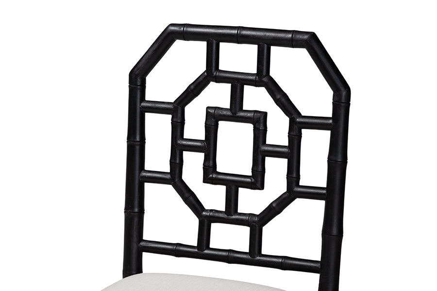 bali & pari Boone Dining Chair with Chinoiserie Design, Black