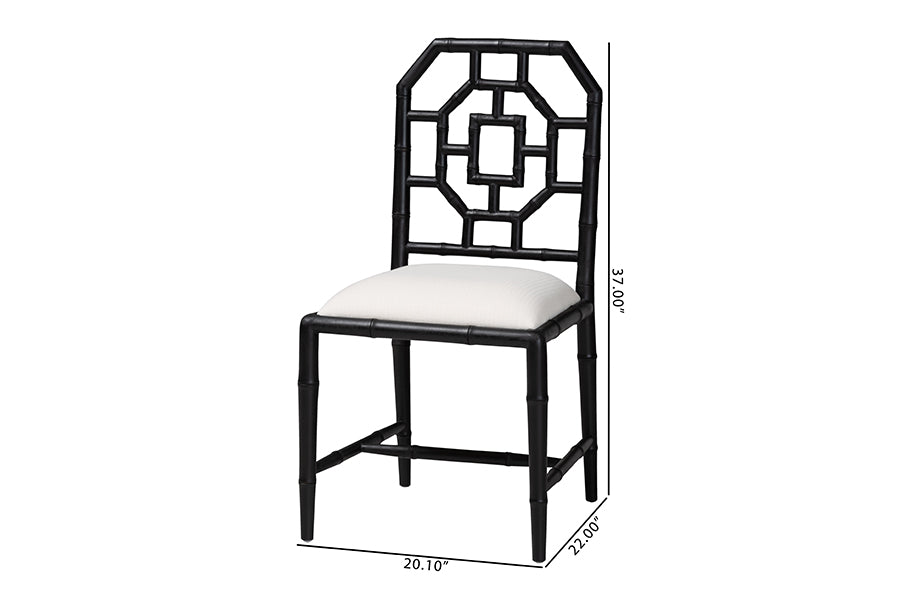 bali & pari Boone Dining Chair with Chinoiserie Design, Black