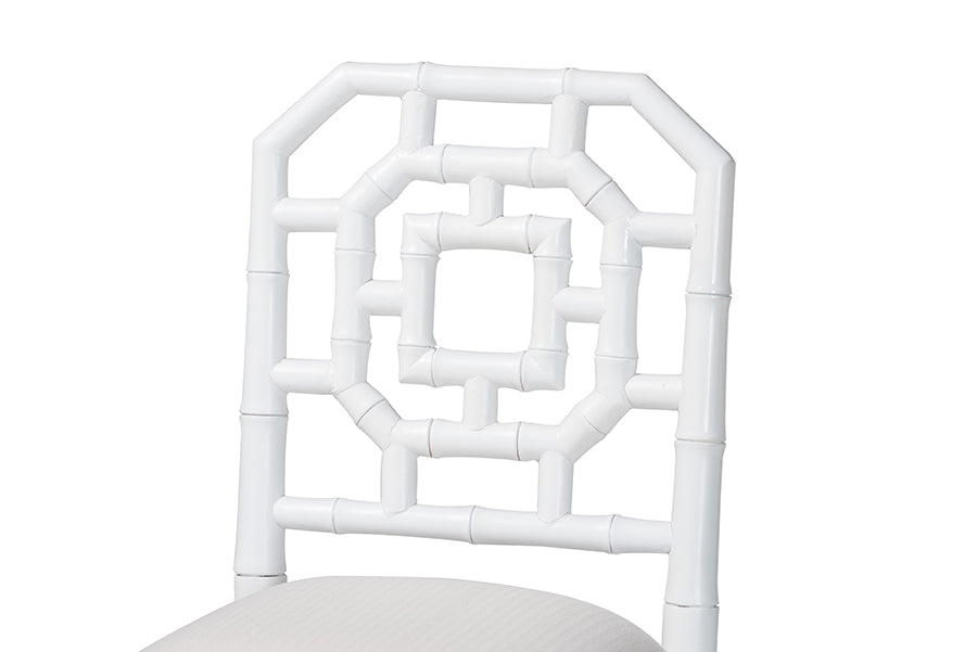 bali & pari Boone Counter Stool with Chinoiserie Design, White