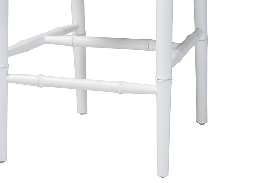 bali & pari Boone Counter Stool with Chinoiserie Design, White