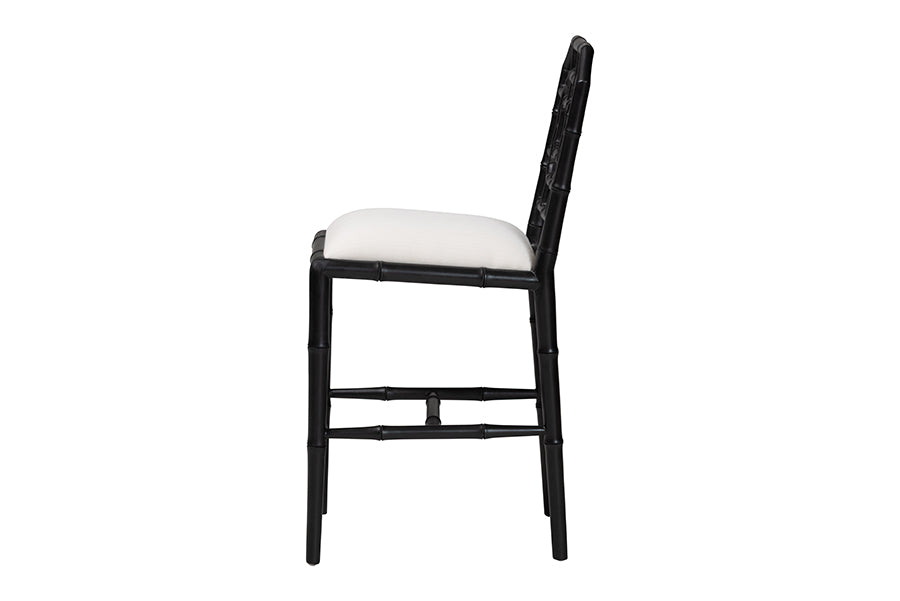 bali & pari Boone Counter Stool with Chinoiserie Design, Black
