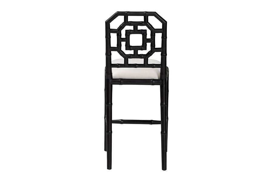 bali & pari Boone Counter Stool with Chinoiserie Design, Black