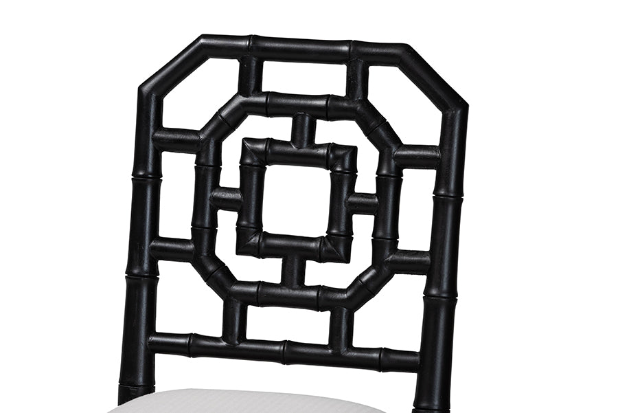 bali & pari Boone Counter Stool with Chinoiserie Design, Black