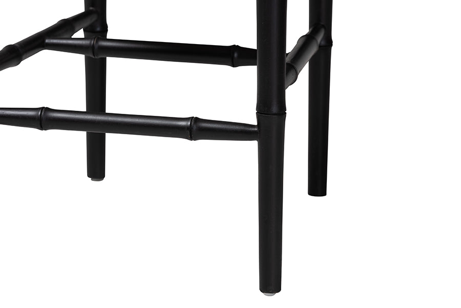 bali & pari Boone Counter Stool with Chinoiserie Design, Black