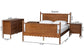 Baxton Studio Danette Bobbin Wood 4-Piece Bedroom Set with 2 Nightstands, Queen